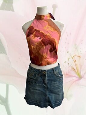 Sigrid Olsen Halter Top in Pink and Copper Tones